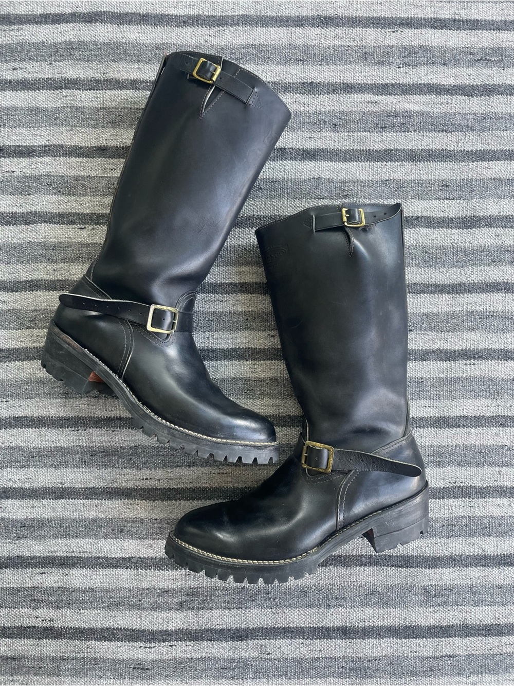 Wesco Engineer Boss 16” Black Leather motorcycle boots